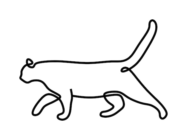 Gato animal mascota en línea arte continuo de una sola línea