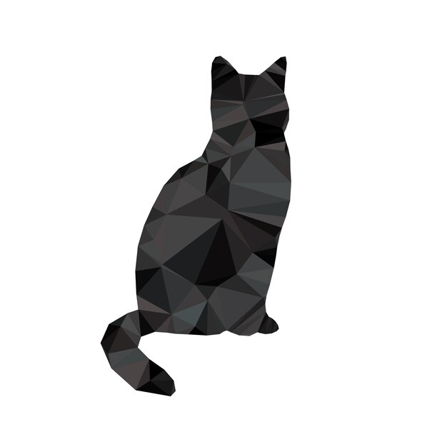 Gato de animal triangular negro geométrico abstracto