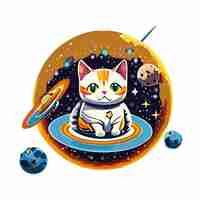 Vector gato astronauta en el espacio