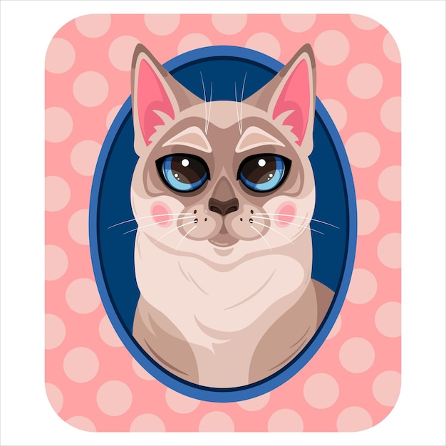 El gato beige con ojos azules. ilustración vectorial Diseño brillante y hermoso con una linda cara de gato.