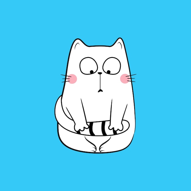 Un gato blanco se sienta sobre un fondo azul con la palabra gato.
