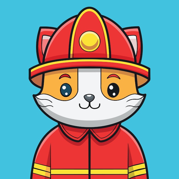 Gato bombero lindo vector antropomórfico lindo EPS