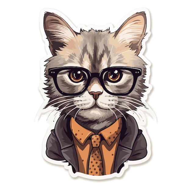 Un gato con camisa y corbata con una camisa que dice gato con camisa y gafas.