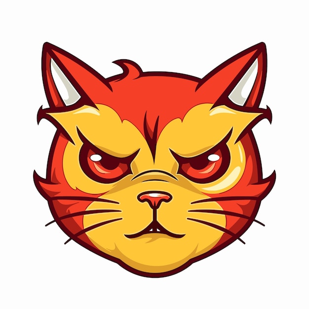 Gato cara avatar estilo de dibujos animados plana