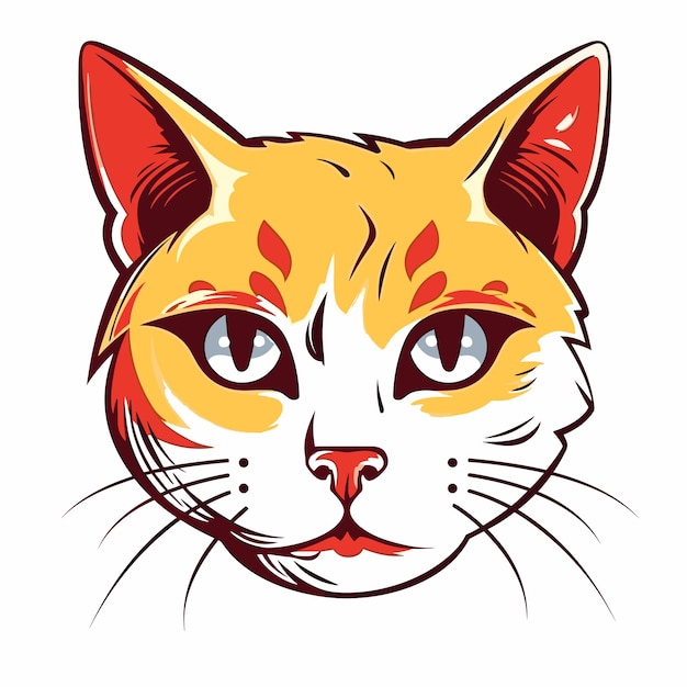 Gato cara avatar estilo de dibujos animados plana