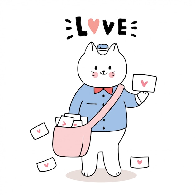 Gato cartero y cartas de amor