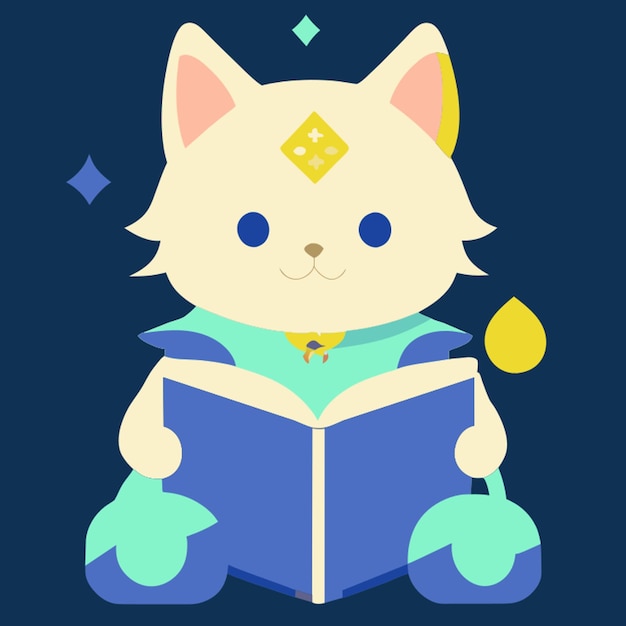 el gato demonio estudiando la magia arcana ilustración vectorial