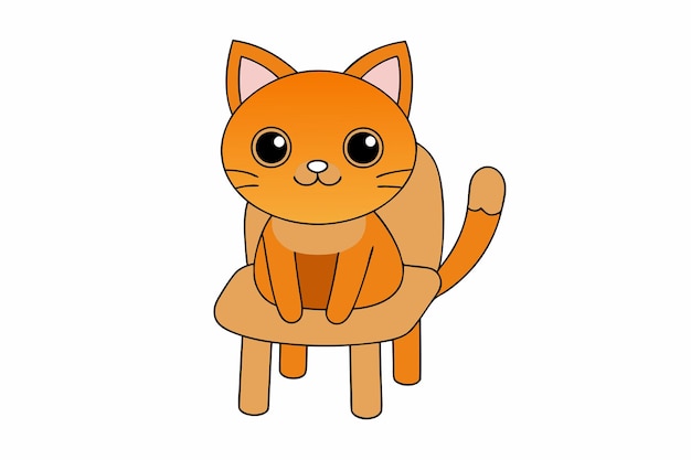 El gato del día de la amistad sentado en la silla icono de ilustración vectorial de color