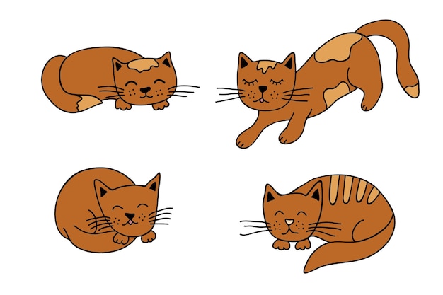 Gato dibujado a mano imágenes prediseñadas Linda mascota garabato conjunto