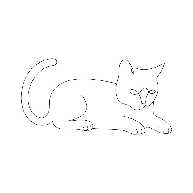 Gato dibujo artístico continuo de una línea