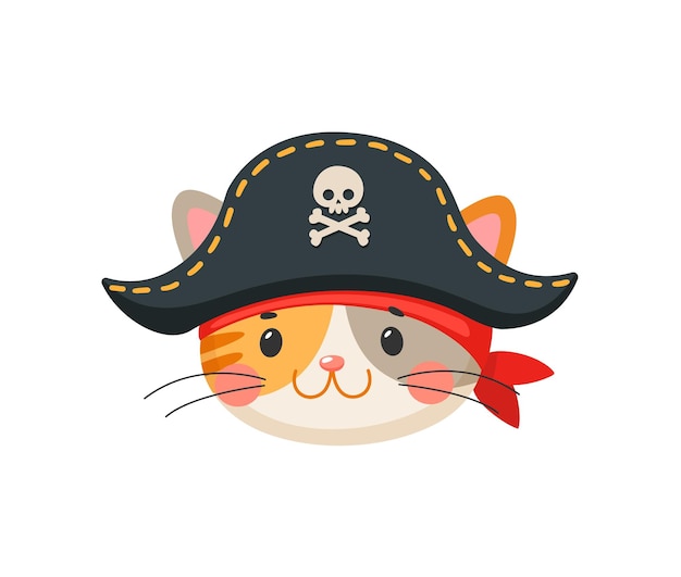El gato de dibujos animados, el animal pirata, el marinero y el corsario.