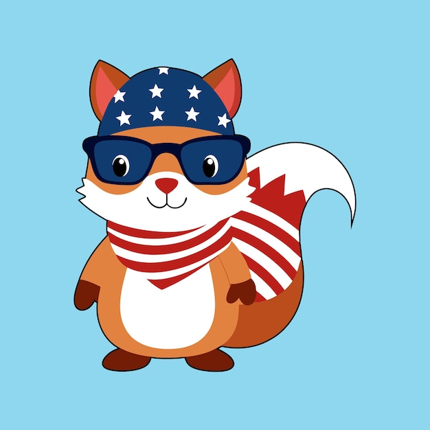 un gato de dibujos animados con una bufanda y una bufanta que dice un diseño vectorial de ardilla