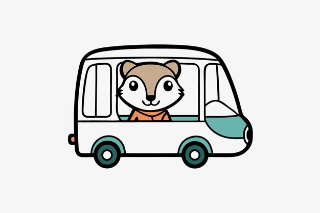 un gato de dibujos animados conduciendo un coche rojo con un gato en la ilustración vectorial trasera