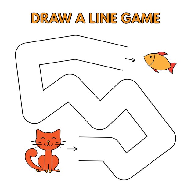 Gato de dibujos animados dibuja un juego de línea para niños