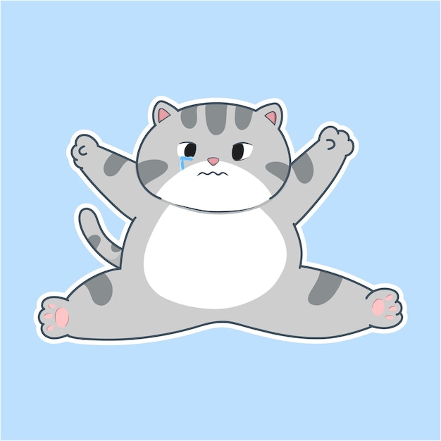 El gato de dibujos animados está llorando.