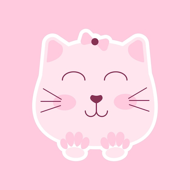 Gato de dibujos animados feliz en rosa ilustración vectorial