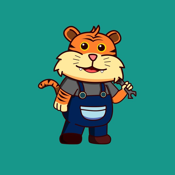 un gato de dibujos animados con un par de monos y un par de tijeras