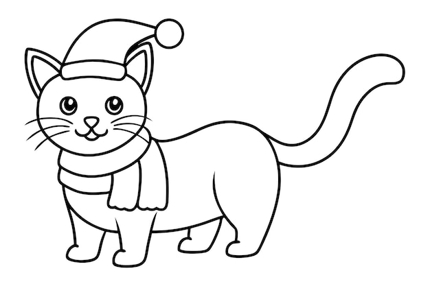 un gato de dibujos animados con un sombreiro y un sombrero de Santa