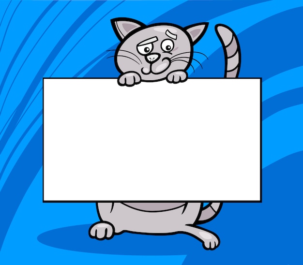 Gato de dibujos animados con tablero o tarjeta