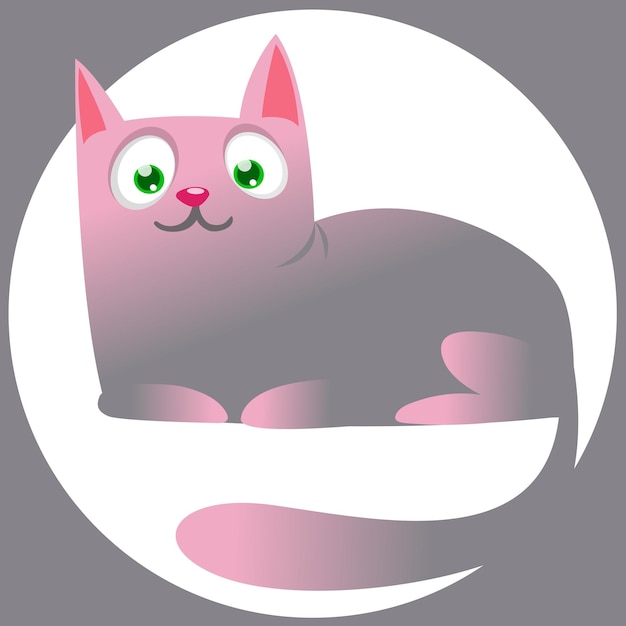 Gato divertido de dibujos animados Ilustración de gato rayado gordo Vector aislado