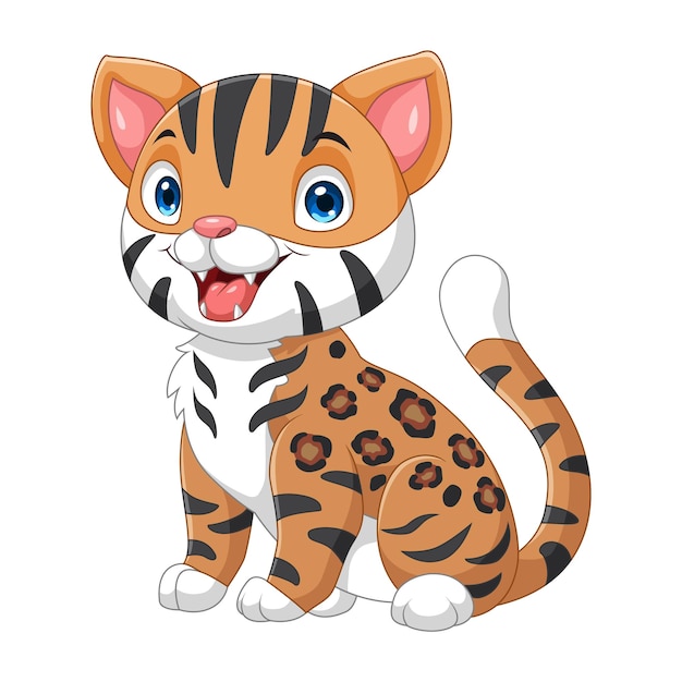 Gato divertido de la historieta aislado en el fondo blanco