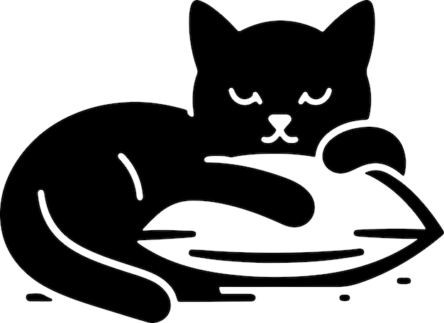 Vector el gato duerme en la almohada ilustración de arte vectorial silueta 20