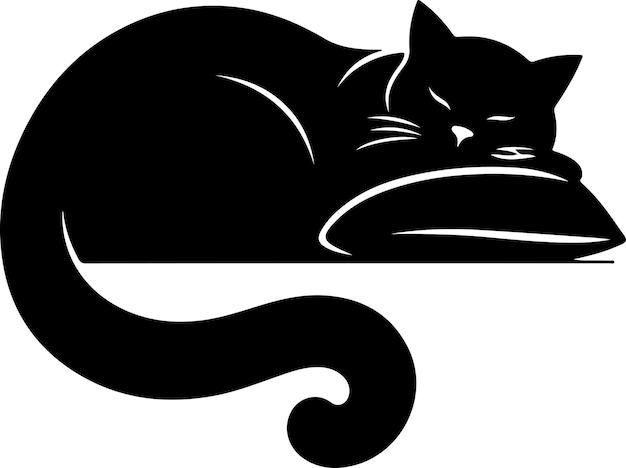 Vector el gato duerme en la almohada ilustración de arte vectorial silueta 8