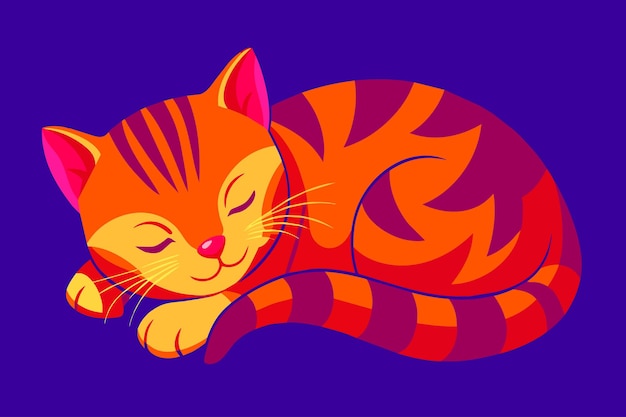 Vector un gato está durmiendo sobre un fondo azul