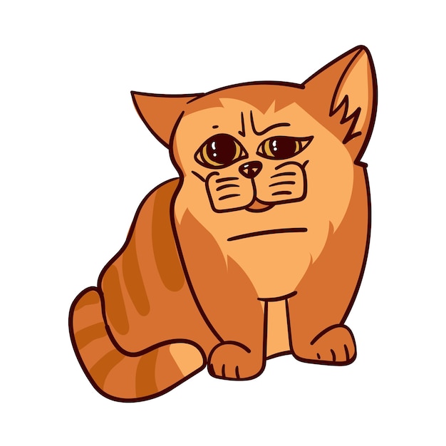 El gato es una caricatura pelirroja un caricatura gordo gato tabby muestra emociones un gatito animal con emociones