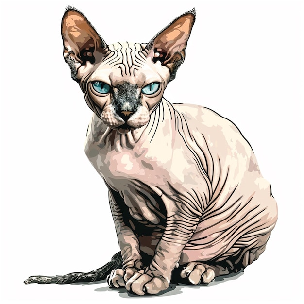 Vector gato esfinge con ojos azules ilustración vectorial para su diseño