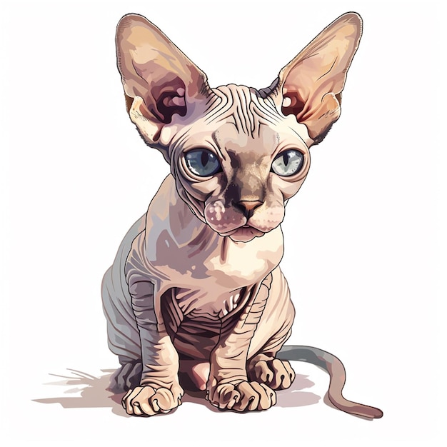 Vector gato esfinge con ojos azules ilustración vectorial para su diseño