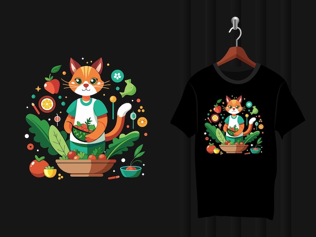 El gato está cocinando el diseño de la camiseta.