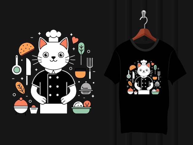 El gato está cocinando el diseño de la camiseta.