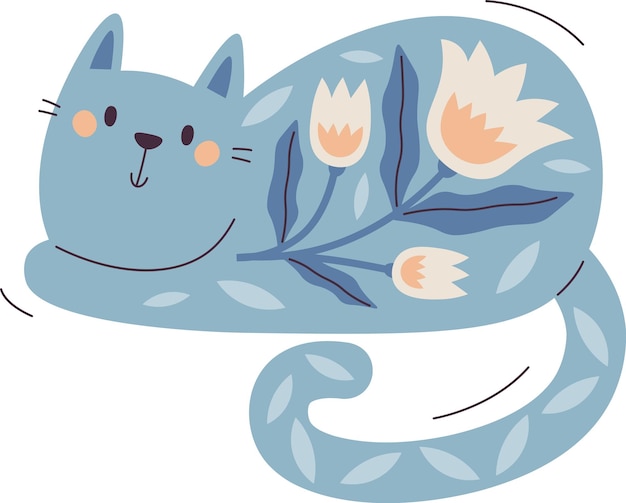 Gato con estampado floral