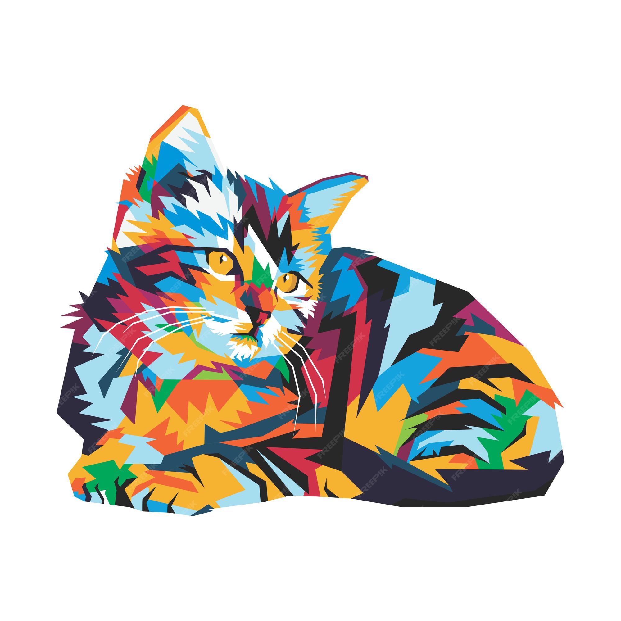 Gato estilo aislado ilustración de gato vector colores increíbles adecuados  para camisetas de serigrafía | Vector Premium