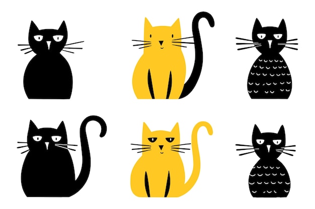 Gato en estilo de dibujos animados aislado en el fondo