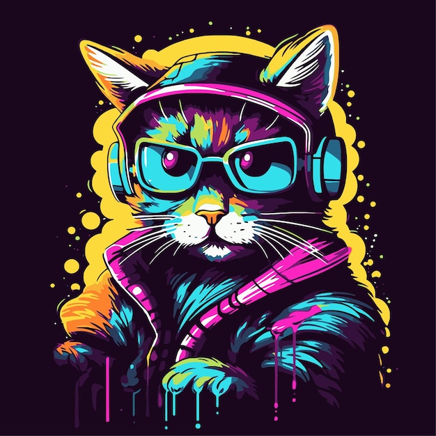 gato con estilo pop art