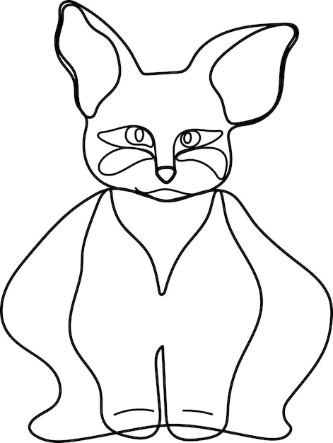 Gato extraño una línea ilustración vectorial sentado pose raro gatito lindo