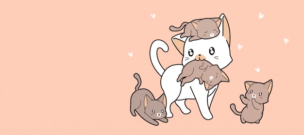 el gato de la familia kawaii es amoroso