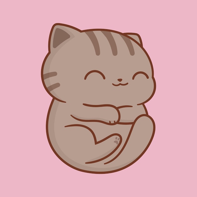Vector el gato feliz se abraza a sí mismo dibujos animados 5