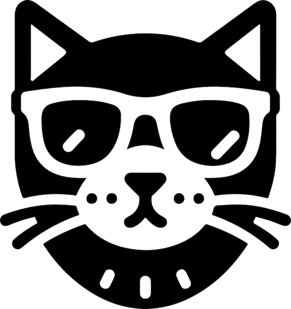 un gato con gafas de sol mínimo icona vectorial silueta del clipart color negro