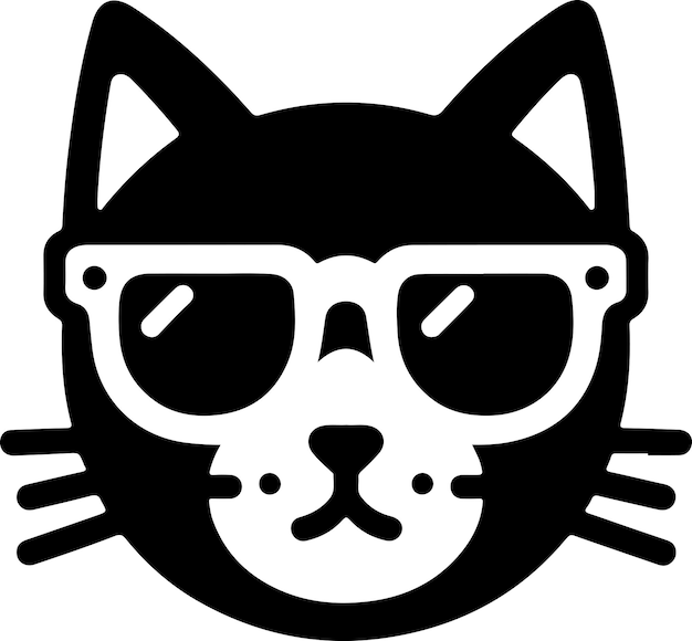un gato con gafas de sol mínimo icono vectorial silueta del clipart color negro22