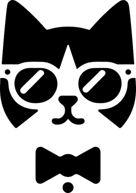 un gato con gafas de sol mínimo icono vectorial silueta del clipart color negro27