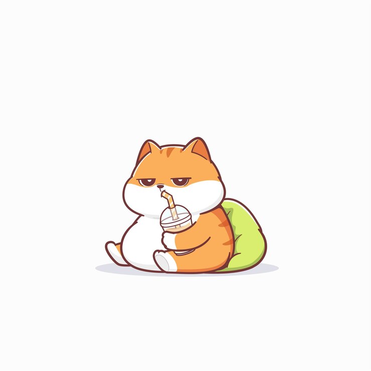 Gato gordo relajándose mientras bebe