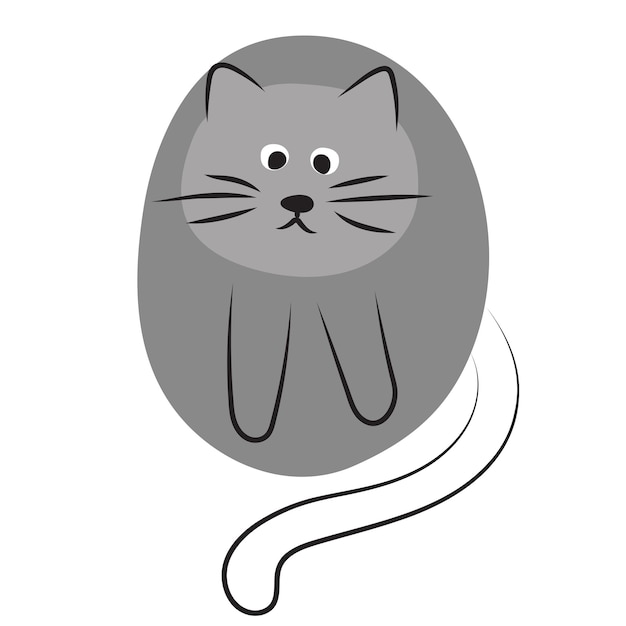 Gato gris redondo en blanco estilizado diseño de logotipo de imágenes prediseñadas de mascotas