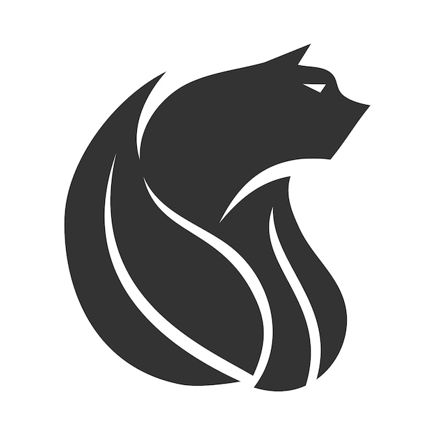 gato con una hoja de naturaleza ecológica Ilustración de icono Identidad de marca