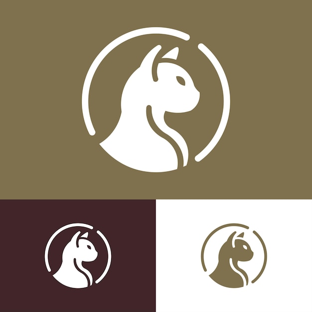 Gato con icono de círculo Vector de naturaleza Icono de animal Vector plano aislado