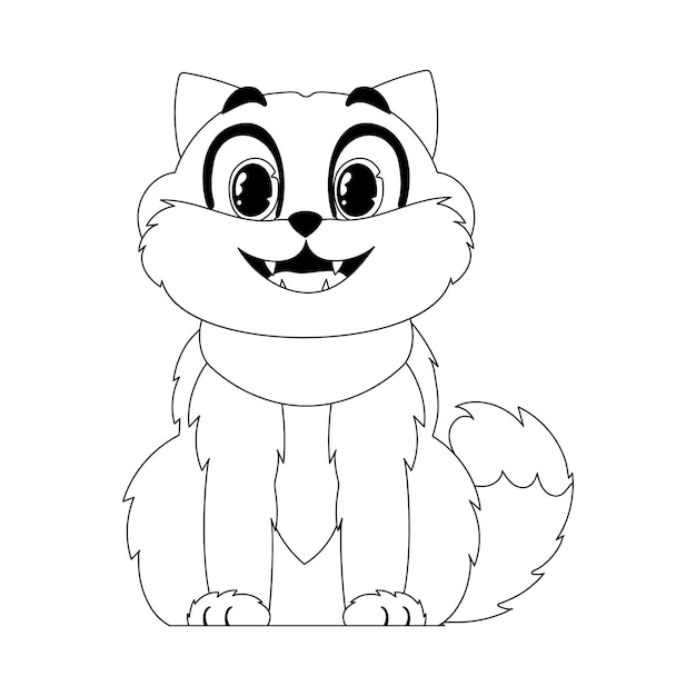 Gato inteligente en un diseño coordinado increíble para libros para colorear para niños Estilo de dibujos animados Ilustración vectorial