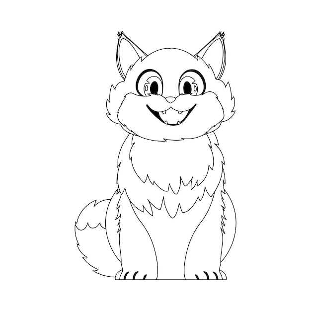 Gato inteligente de manera directa, ideal para libros para colorear para niños, estilo de dibujos animados, ilustración vectorial