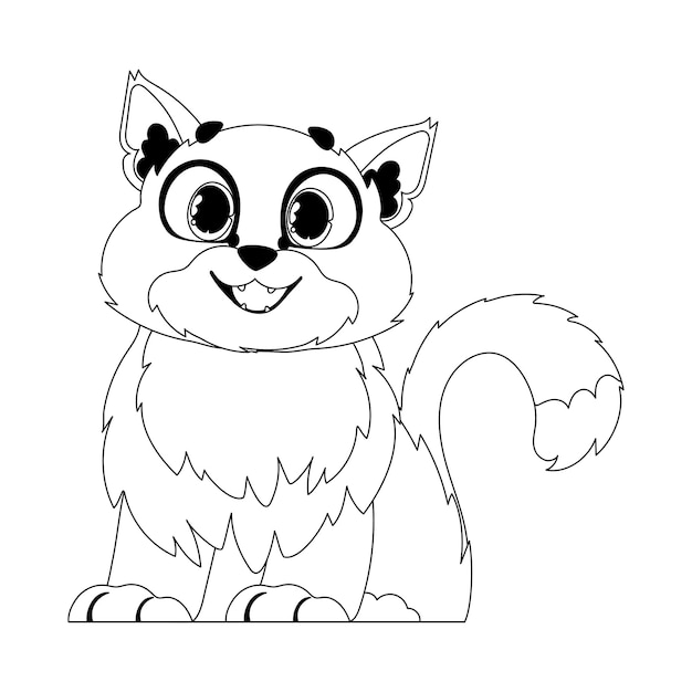Gato inteligente en una organización impresionante para libros para colorear para niños Estilo de dibujos animados Ilustración vectorial